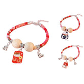 Vòng Cổ Tết Đỏ Cho Chó Mèo Gắn Charm Hạt Gỗ 25-32cm - Paddy Pet Shop